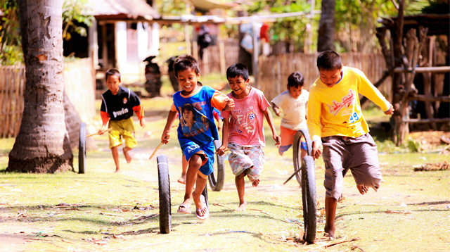 Children at village street