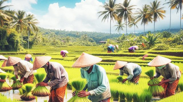 withdrawing rice seedlings